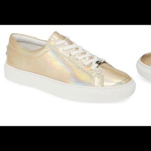 J/Slides NYC Gold Metallic Leather Platform Shoe